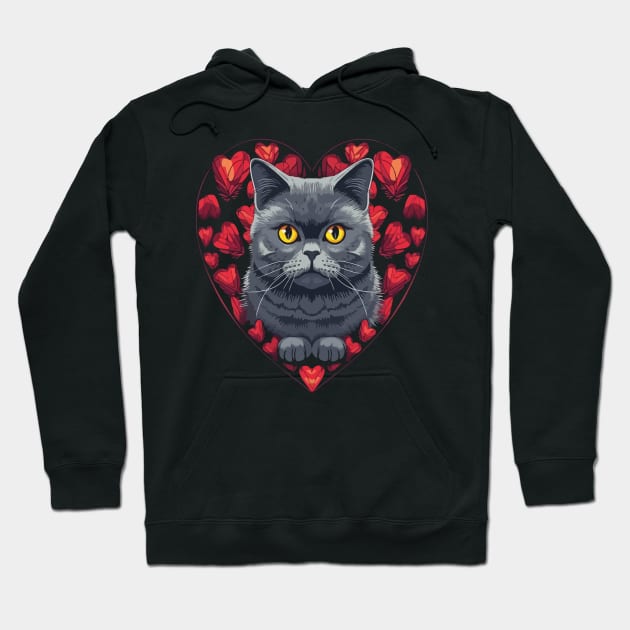 British Shorthair Valentine Day Hoodie by JH Mart